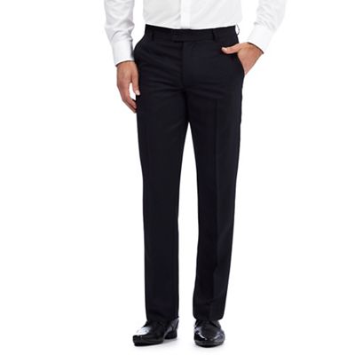 The Collection Navy herringbone flat front slim trousers